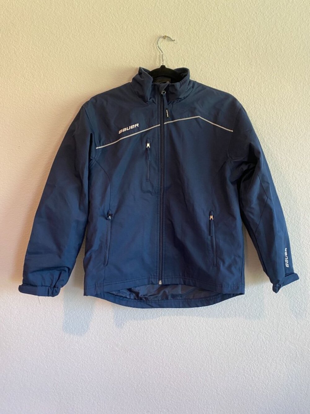Bauer Youth Team Apparel Navy Jacket Medium Polyester Hockey NWT
